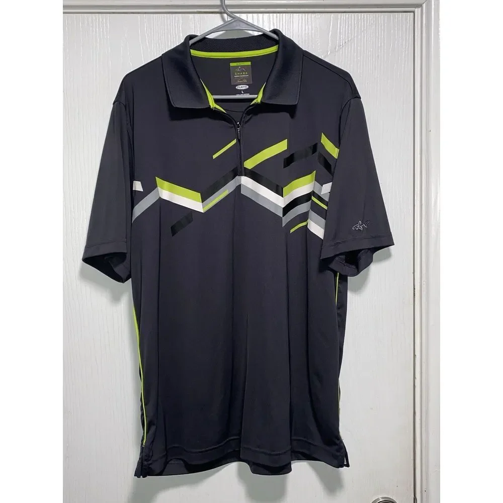 Greg Norman For Tasso Elba Black Large Play dry Polo 1/4 Zip Golf‎